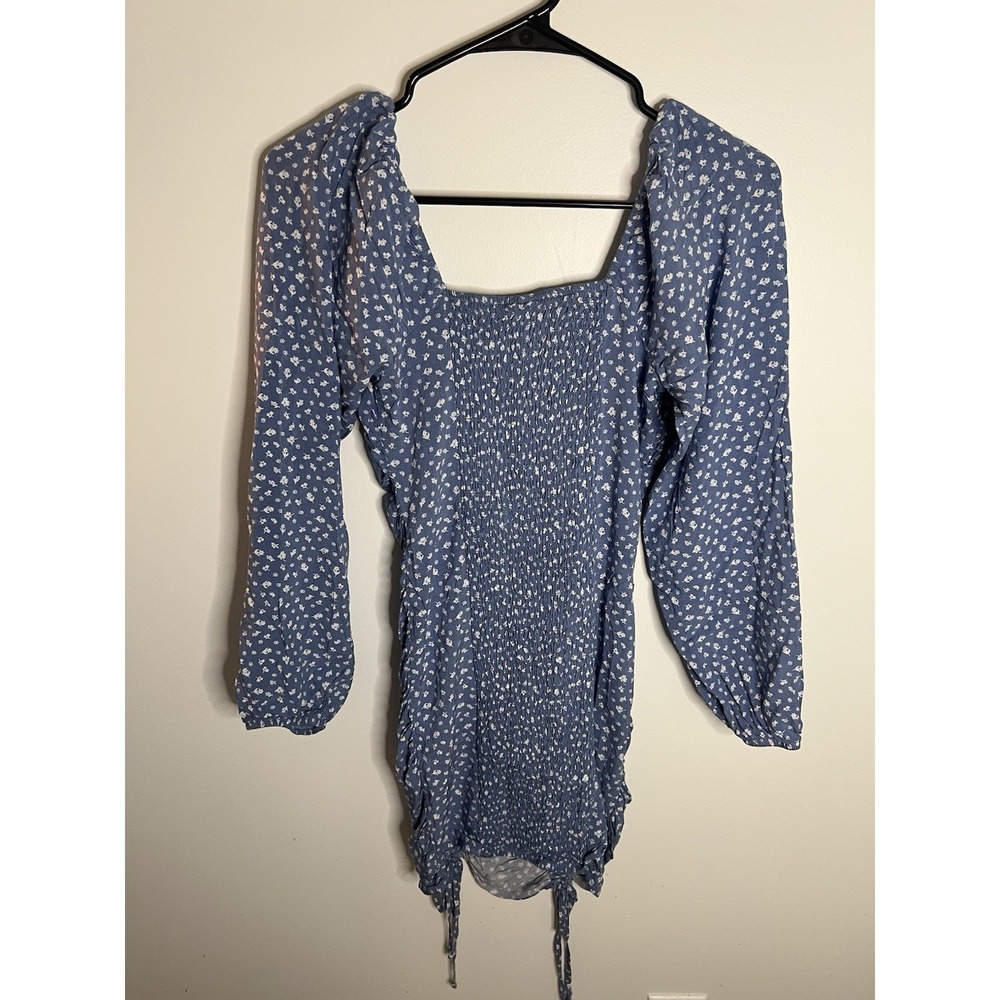 Wild Fable Wm XS Blue Floral Print Whimsical Fairy Cottagecore Ruched Feminine